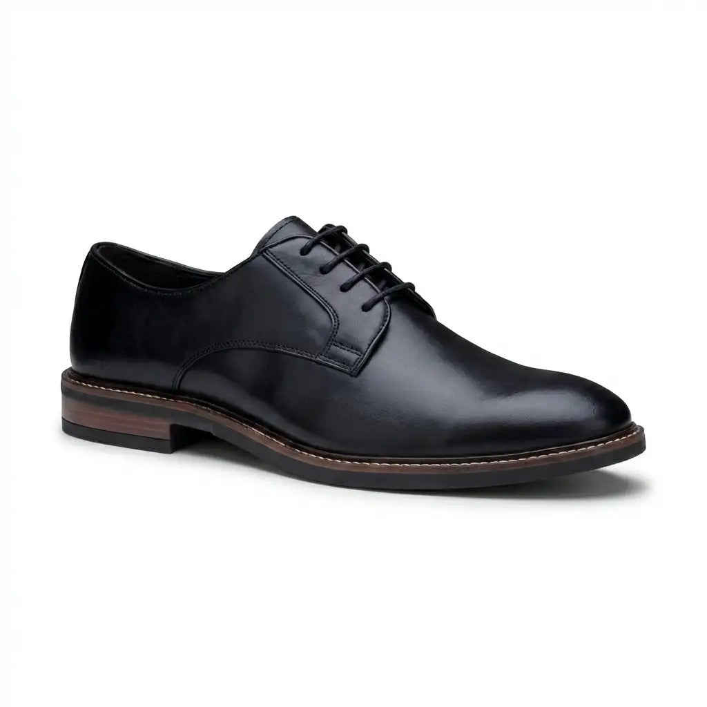 Tanner - meeste mustad nahast lihtsa ninaga Derby paeltega kingad