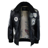 Meeste täismust hall Topgun Maverick jope piloodipommitaja USA märkide ja musta karusnahaga kass Tom