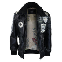 Meeste täismust hall Topgun Maverick jope piloodipommitaja USA märkide ja musta karusnahaga kass Tom