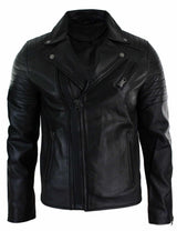 Ehtne nahk, kitsas lõige, risti lukuga, retro vintage Brando meeste jope, vintage biker-must