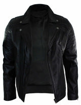 Ehtne nahk, kitsas lõige, risti lukuga, retro vintage Brando meeste jope, vintage biker-must