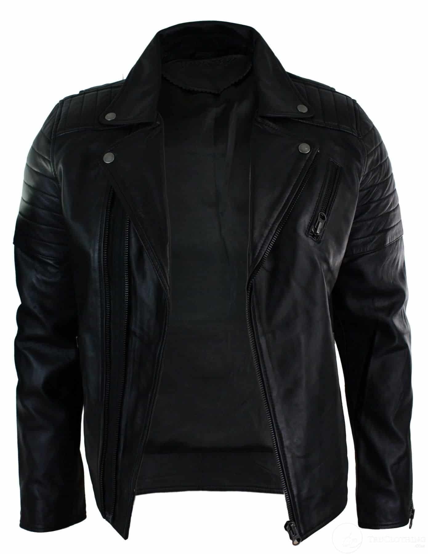 Ehtne nahk, kitsas lõige, risti lukuga, retro vintage Brando meeste jope, vintage biker-must