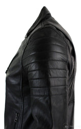 Ehtne nahk, kitsas lõige, risti lukuga, retro vintage Brando meeste jope, vintage biker-must