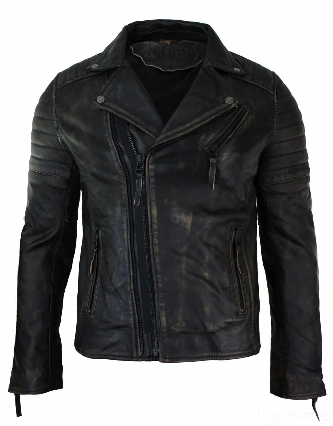 Meeste ehtsast nahast kitsa lõikega risti lukuga retro vintage Brando jope, Vintage Biker-Ruboff must