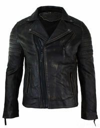 Meeste ehtsast nahast kitsa lõikega risti lukuga retro vintage Brando jope, Vintage Biker-Ruboff must