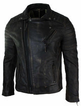 Meeste ehtsast nahast kitsa lõikega risti lukuga retro vintage Brando jope, Vintage Biker-Ruboff must