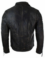 Meeste ehtsast nahast kitsa lõikega risti lukuga retro vintage Brando jope, Vintage Biker-Ruboff must