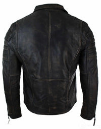 Meeste ehtsast nahast kitsa lõikega risti lukuga retro vintage Brando jope, Vintage Biker-Ruboff must