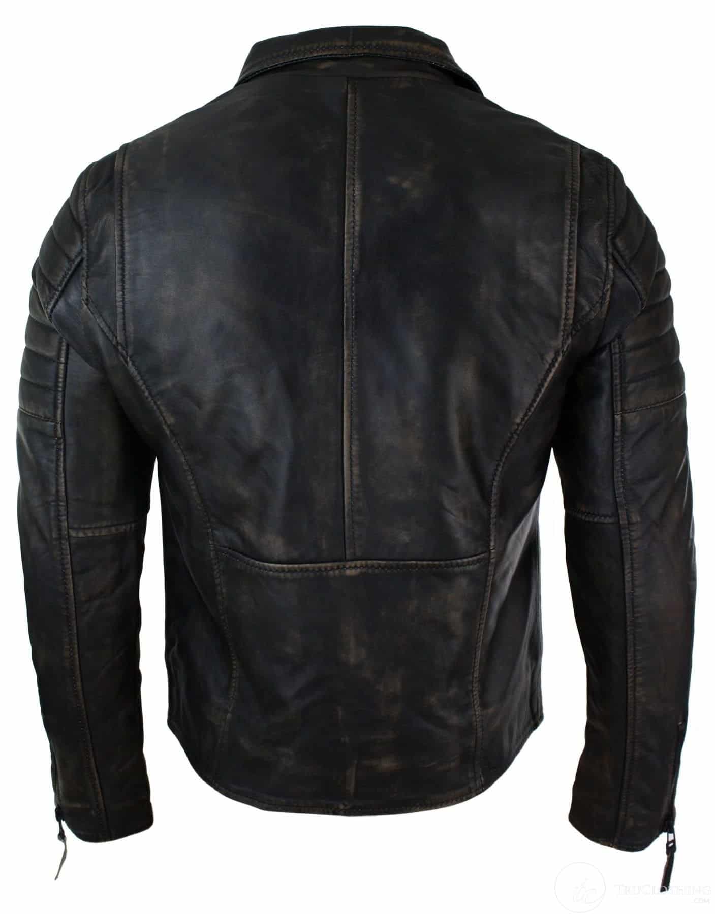 Meeste ehtsast nahast kitsa lõikega risti lukuga retro vintage Brando jope, Vintage Biker-Ruboff must