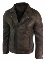 Ehtne nahk, kitsas lõige, risti lukuga, retro vintage Brando meeste jope, vintage biker-pruun