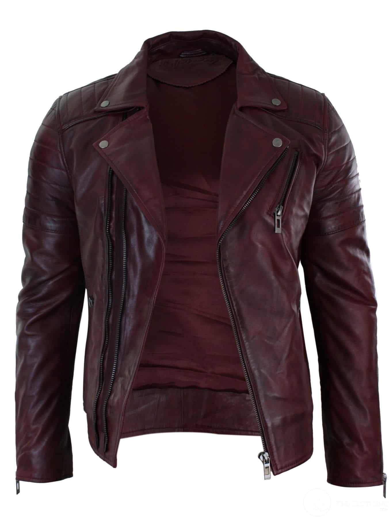 Ehtne nahk, kitsas lõige, risti lukuga, retro vintage Brando meeste jope, vintage biker-burgundiapunane