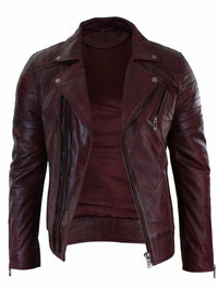 Ehtne nahk, kitsas lõige, risti lukuga, retro vintage Brando meeste jope, vintage biker-burgundiapunane