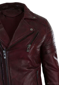 Ehtne nahk, kitsas lõige, risti lukuga, retro vintage Brando meeste jope, vintage biker-burgundiapunane