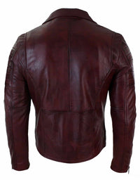 Ehtne nahk, kitsas lõige, risti lukuga, retro vintage Brando meeste jope, vintage biker-burgundiapunane