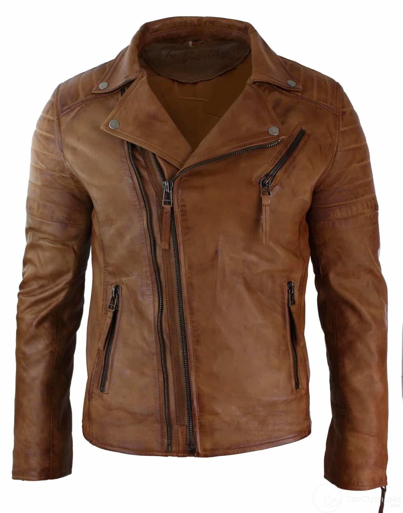 Ehtne nahk, kitsas lõige, risti lukuga meeste retro-vintage Brando jope, vintage biker-pruun