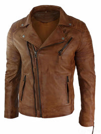 Ehtne nahk, kitsas lõige, risti lukuga meeste retro-vintage Brando jope, vintage biker-pruun
