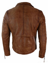 Ehtne nahk, kitsas lõige, risti lukuga meeste retro-vintage Brando jope, vintage biker-pruun