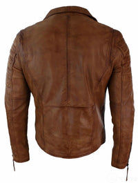 Ehtne nahk, kitsas lõige, risti lukuga meeste retro-vintage Brando jope, vintage biker-pruun