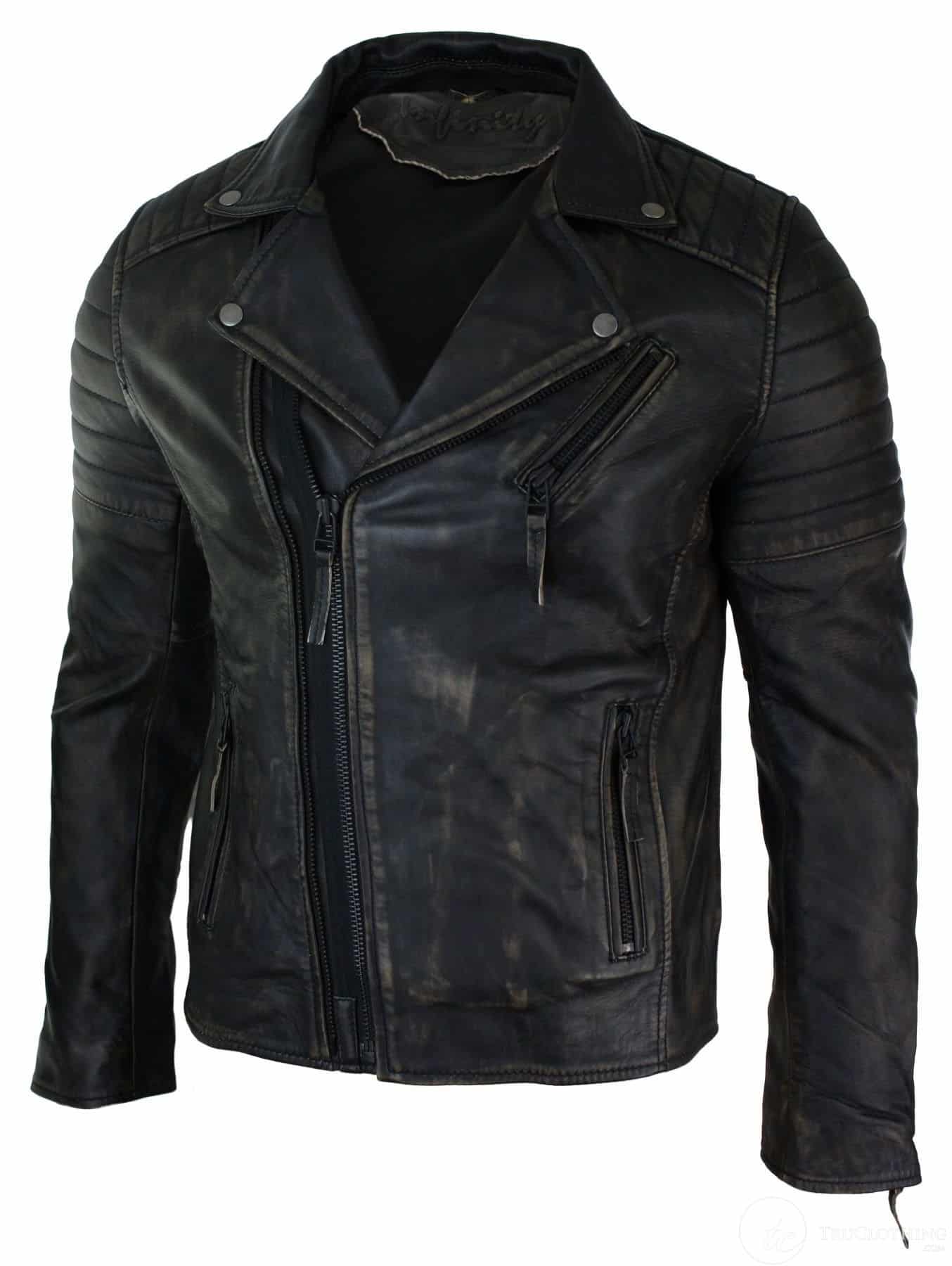 Meeste ehtsast nahast kitsa lõikega risti lukuga retro vintage Brando jope, Vintage Biker-Ruboff must