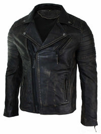 Meeste ehtsast nahast kitsa lõikega risti lukuga retro vintage Brando jope, Vintage Biker-Ruboff must