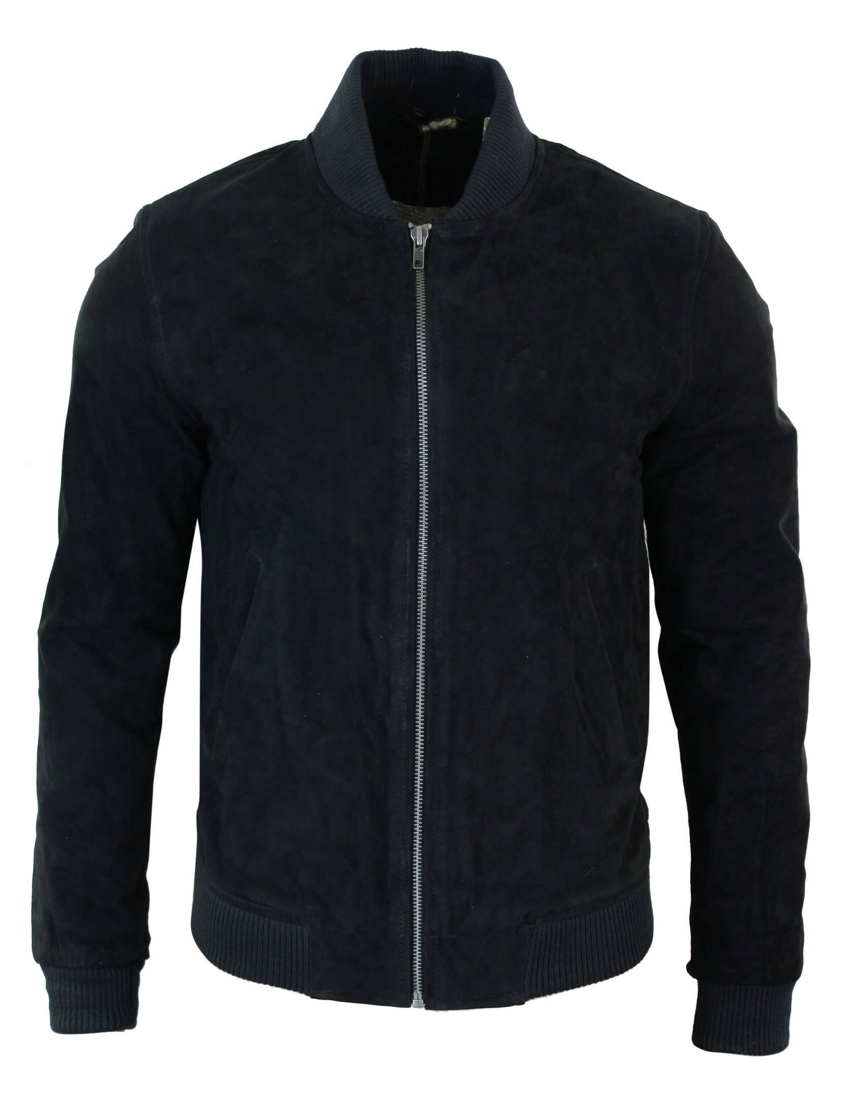 Meeste päris seemisnahast bomberjakk klassikaline retro-vintage stiilis - must