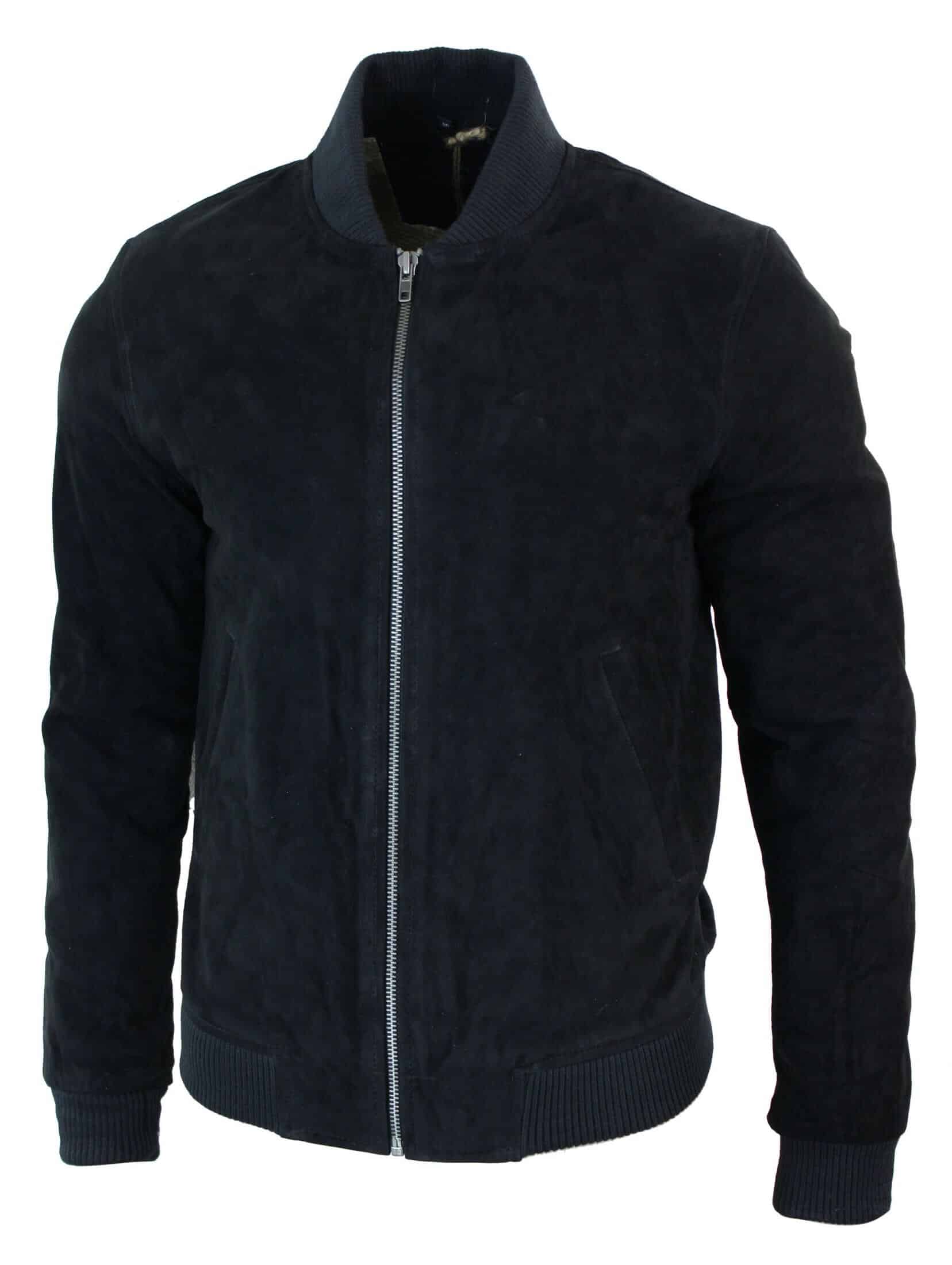 Meeste päris seemisnahast bomberjakk klassikaline retro-vintage stiilis - must