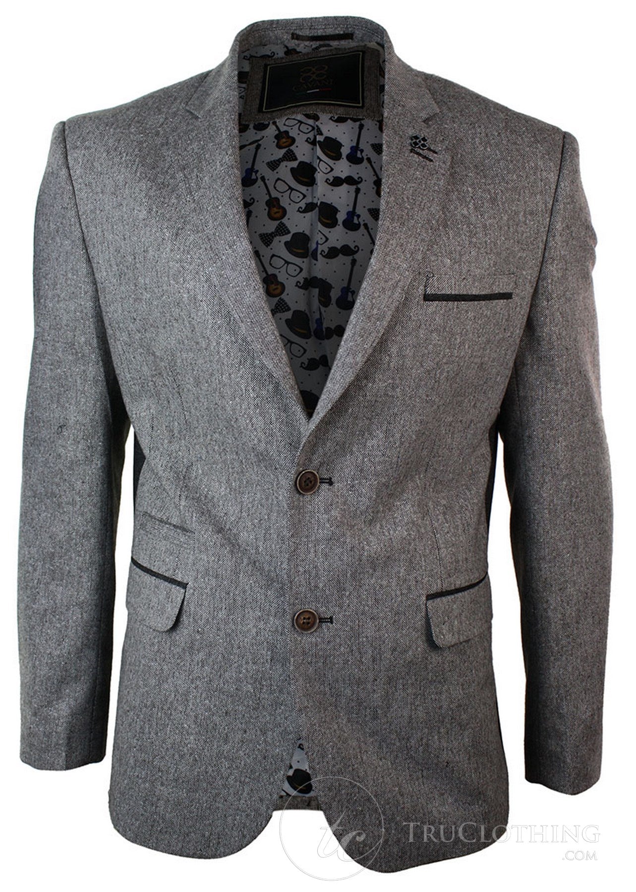 Meeste helepruun kalasabamustriga tviidist vintage slim fit bleiser nutikas vabaajajakk