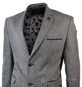 Meeste helepruun kalasabamustriga tviidist vintage slim fit bleiser nutikas vabaajajakk