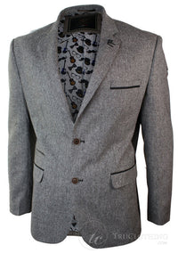 Meeste helepruun kalasabamustriga tviidist vintage slim fit bleiser nutikas vabaajajakk