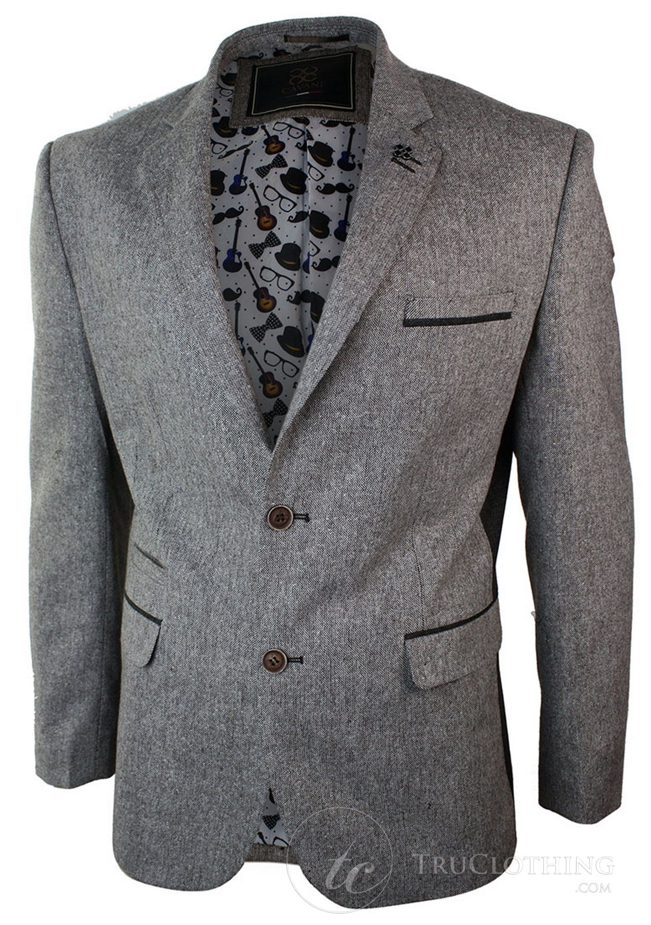 Meeste helepruun kalasabamustriga tviidist vintage slim fit bleiser nutikas vabaajajakk