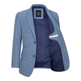 Poiste kolmeosaline villane ülikond, helesinine tviidkangast vintage 1920ndate klassikaline nelja taskuga vest