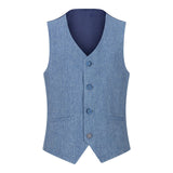 Poiste kolmeosaline villane ülikond, helesinine tviidkangast vintage 1920ndate klassikaline nelja taskuga vest