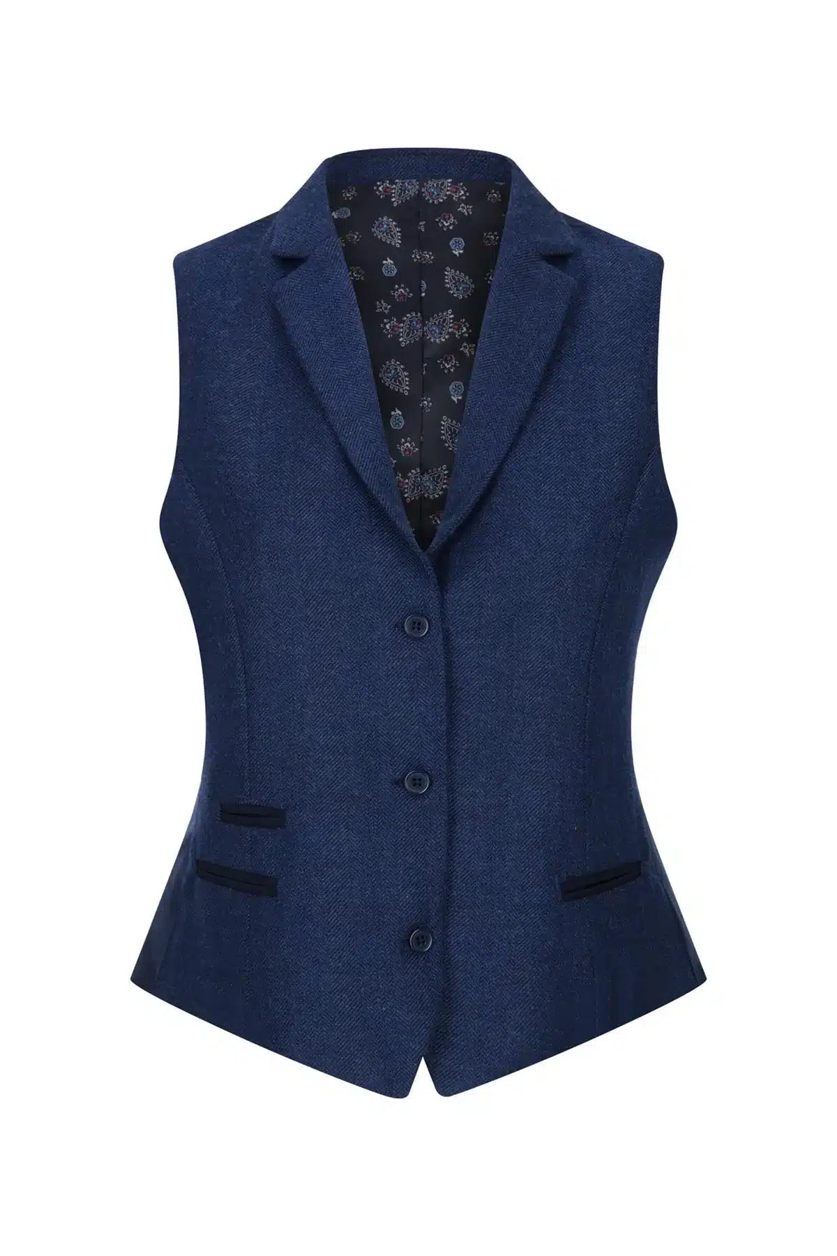 Naiste tviidist kalasabamustriga vest tumesinine 1920ndate vintage klassikaline Gatsby Blinders