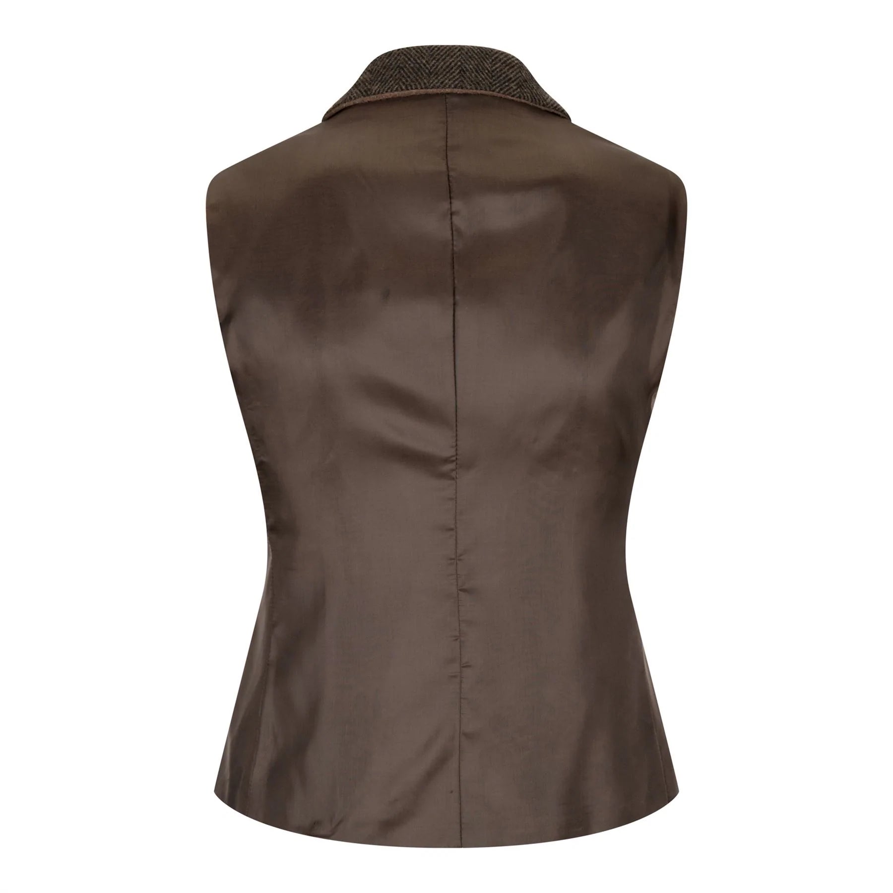 Naiste tviidist kalasabamustriga vest, pruun 1920ndate vintage rätsepatööna valminud klassikaline elegantne