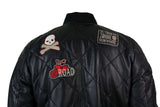 Meeste päris nahast tepitud tepitud pesapallipommitaja jope märgiga